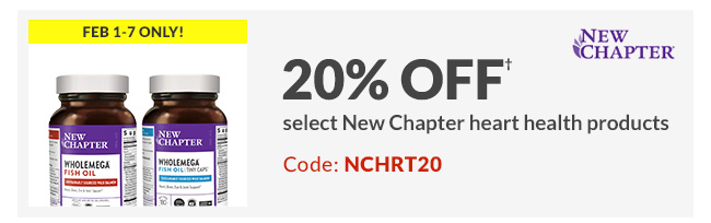 20% off† select New Chapter heart health products