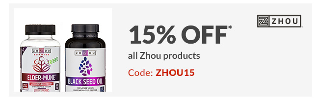 15% off* all Zhou products