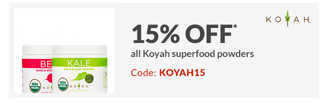 15% off* all Koyah superfood powders