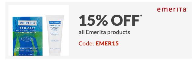 15% off* all Emerita products