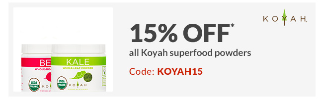 15% off* all Koyah superfood powders