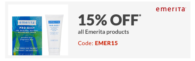15% off* all Emerita products