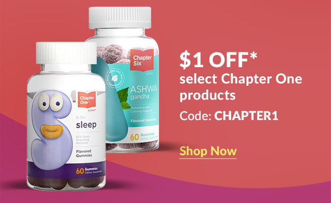 $1 off* select Chapter One products Code: CHAPTER1. Shop Now