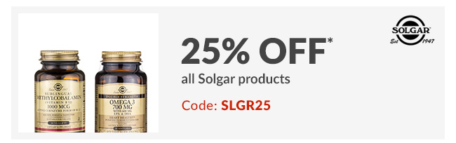 25% off* all Solgar products