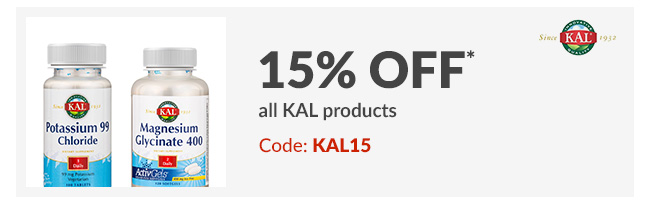 15% off* all KAL products