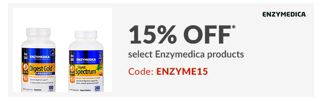 15% off* select Enzymedica products