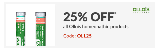 25% off* all Ollois homeopathic products