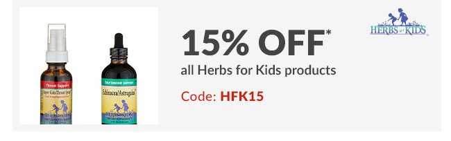 15% off* all Herbs for Kids products