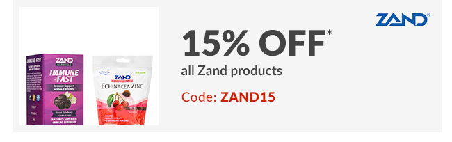 15% off* all Zand products