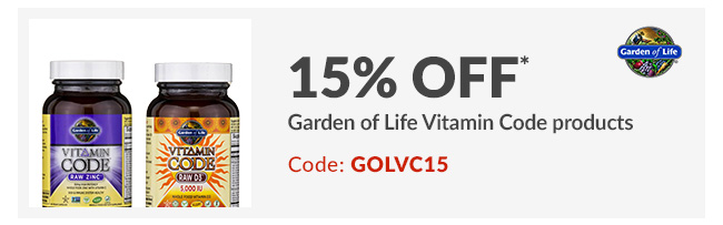 15% off* Garden of Life Vitamin Code products