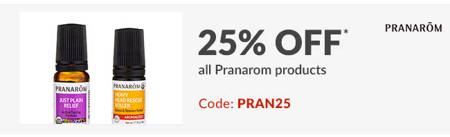 25% off* all Pranarom products. Code: PRAN25