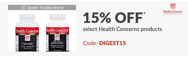 15% off* select Health Concerns products. Code: DIGEST15
