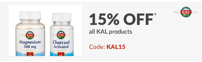 15% off* all KAL products. Code: KAL15