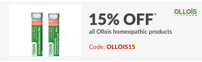15% off* all Ollois homeopathic products. Code: OLLOIS15