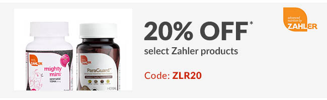 20% off* select Zahler products. Code: ZLR20