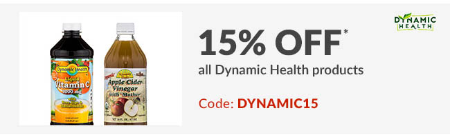 15% off* all Dynamic Health products. Code: DYNAMIC15