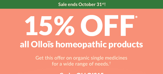 15% OFF* all Olloïs homeopathic products