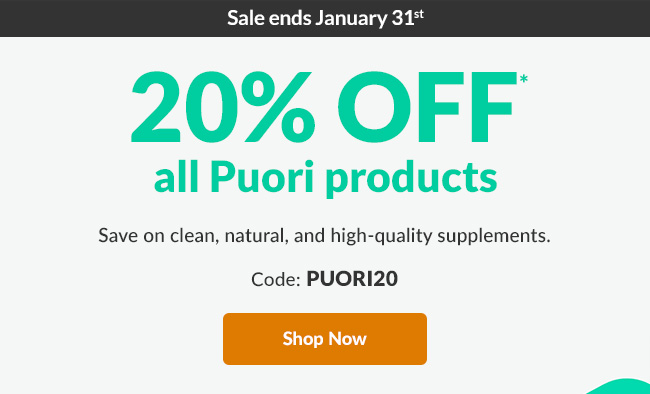 20% OFF* all Puori products