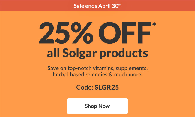 25% OFF* all Solgar products