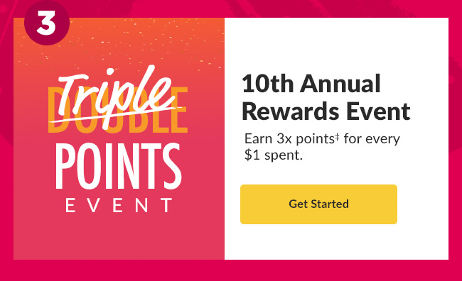 10th Annual Rewards. Earn 3x points‡ for every $1 spent. Get Started