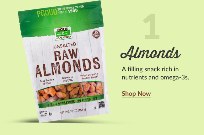 Almonds: A filling snack rich in nutrients and omega-3s. Shop Now