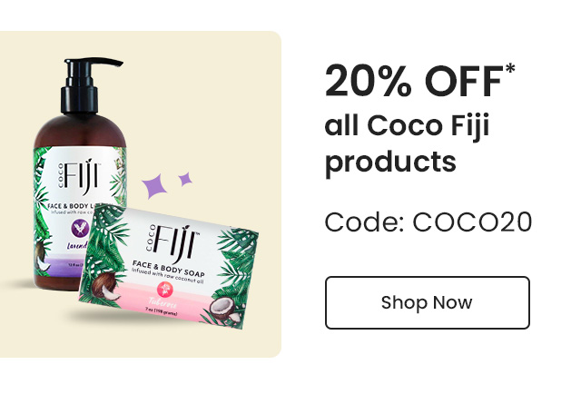 Coco Fiji: 20% off* all Coco Fiji products. Code: COCO20. Shop Now.