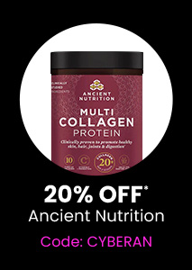 Ancient Nutrition: 20% off* all Ancient Nutrition products. Code: CYBERAN. Shop Now.