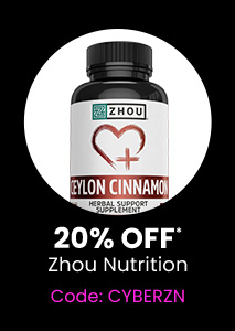 Zhou Nutrition: 20% off* all Zhou Nutrition products. Code: CYBERZN. Shop Now.