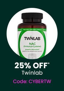 Twinlab: 25% off* all Twinlab products. Code: CYBERTW. Shop Now.