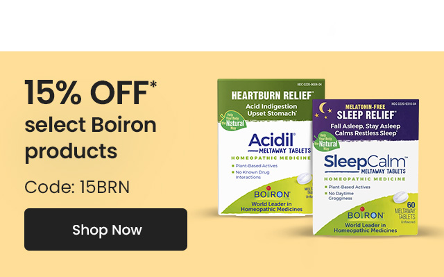 Boiron: 15% OFF* select Boiron products. Code: 15BRN. Shop Now.