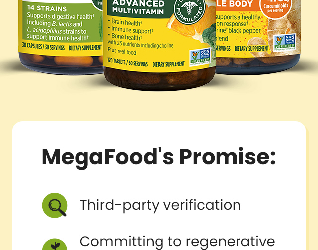 MegaFood's Promise: Third-party verification. Committing to regenerative agriculture.