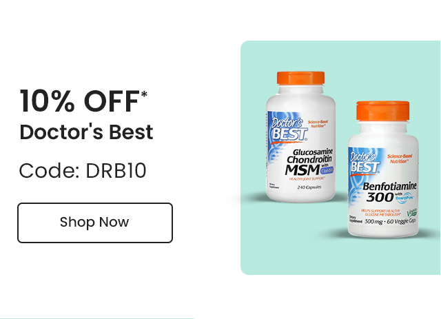 Doctor's Best: 10% off* all Doctor's Best products. Code: DRB10. Shop Now.