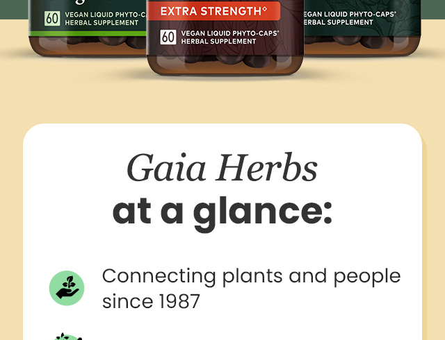 Gaia Herbs at a glance: Connecting plants and people since 1987.