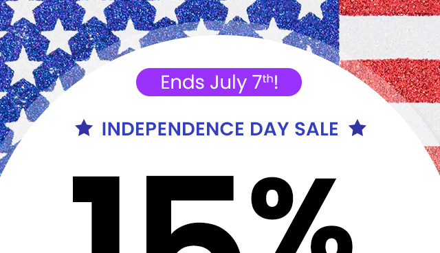Ends July 7th! Independence Day sale.