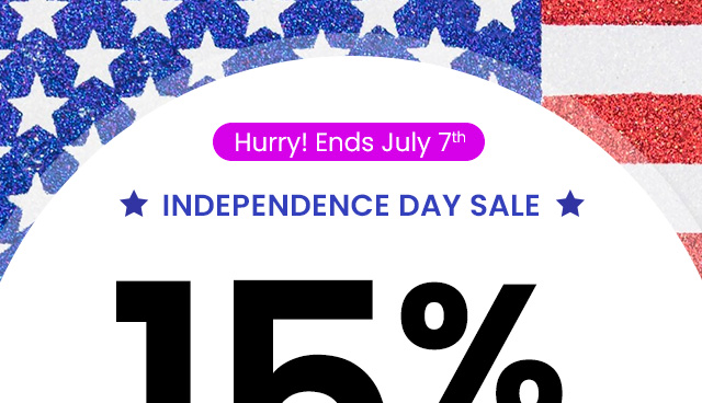 Hurry! Ends July 7th. Independence Day sale.