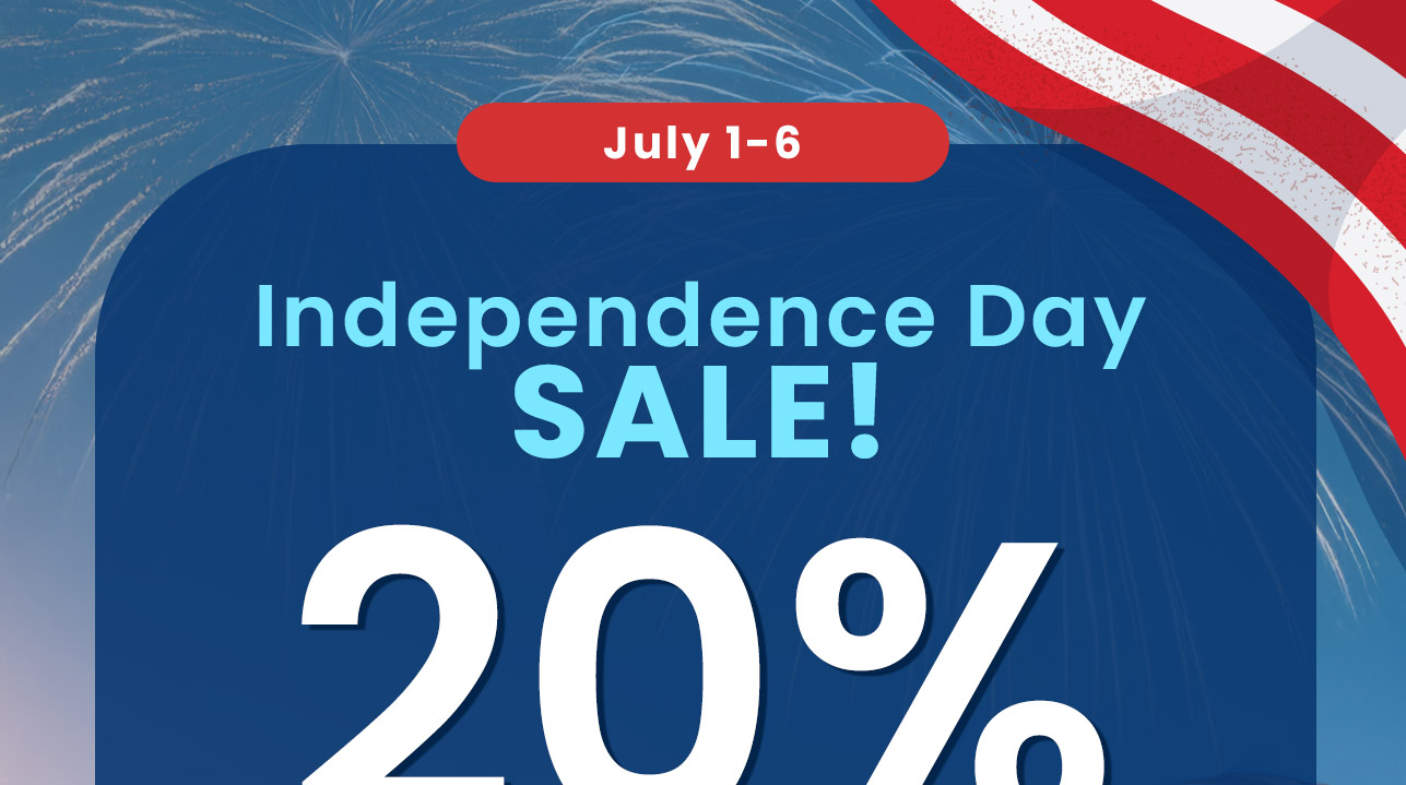 Independence Day Sale: 20% OFF* $100+. Code: JULY4. July 1–6. Shop now.