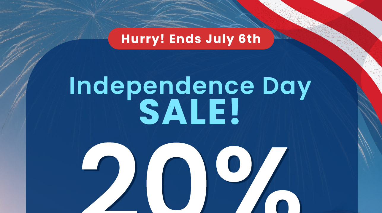 Independence Day Sale: 20% OFF* $100+. Code: JULY4. Hurry! Ends July 6th. Shop now.