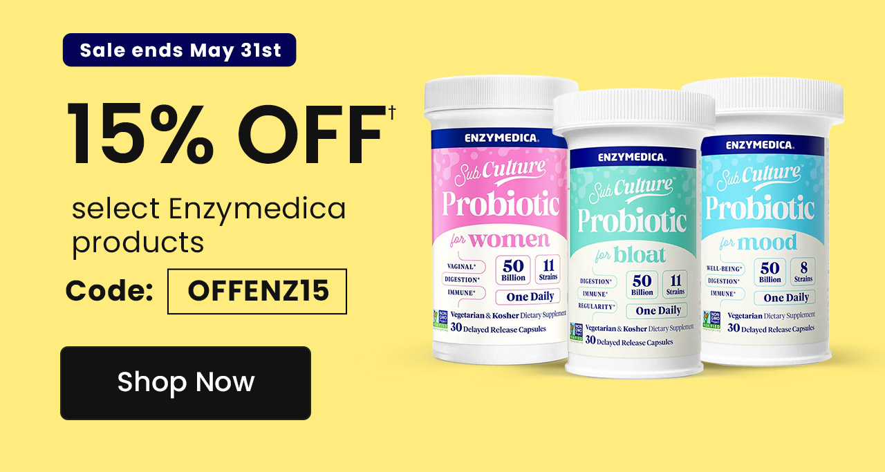 Enzymedica: 15% off† select Enzymedica products. Code: OFFENZ15. Shop now.