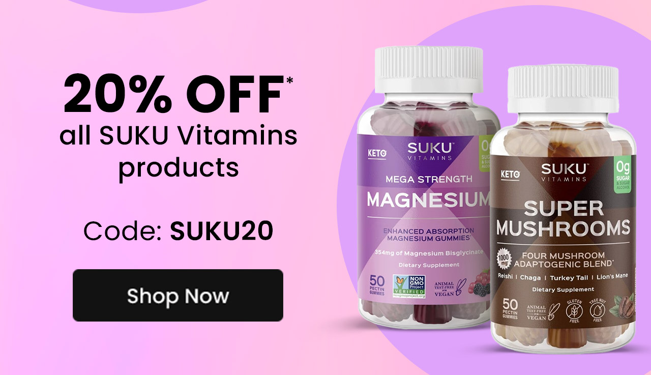 SUKU Vitamins: 20% OFF* all SUKU Vitamins products. Code: SUKU20. Shop now.