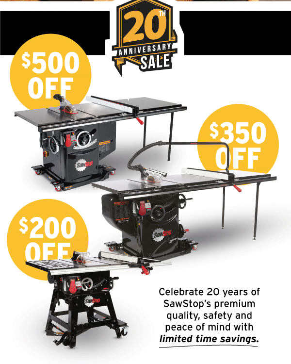 Up To $500 Off SawStop Saws