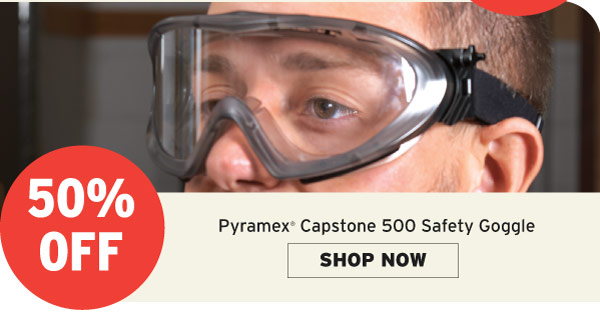50% Off Pyramex Capstone 500 Safety Goggle