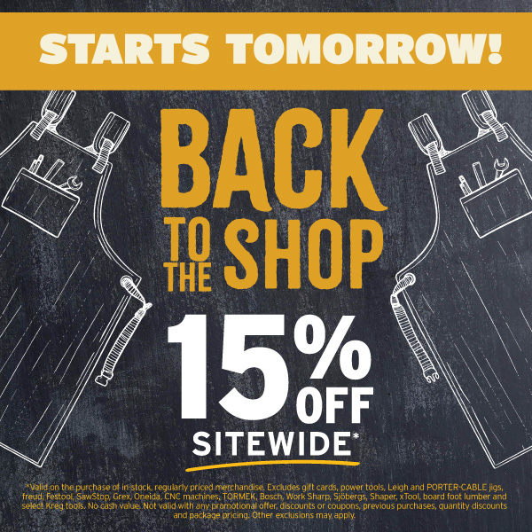 Save 15% Sitewide - Starting Tomorrow