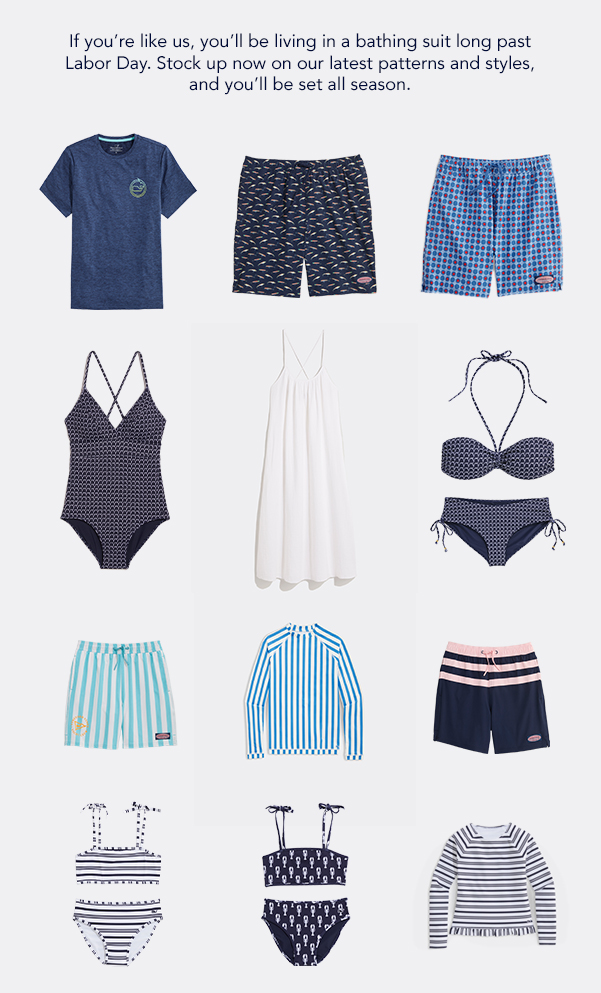 If you're like us, you'll be living in a bathing suit long past Labor Day. Stock up now on our latest patterns and styles and you'll be set all season.