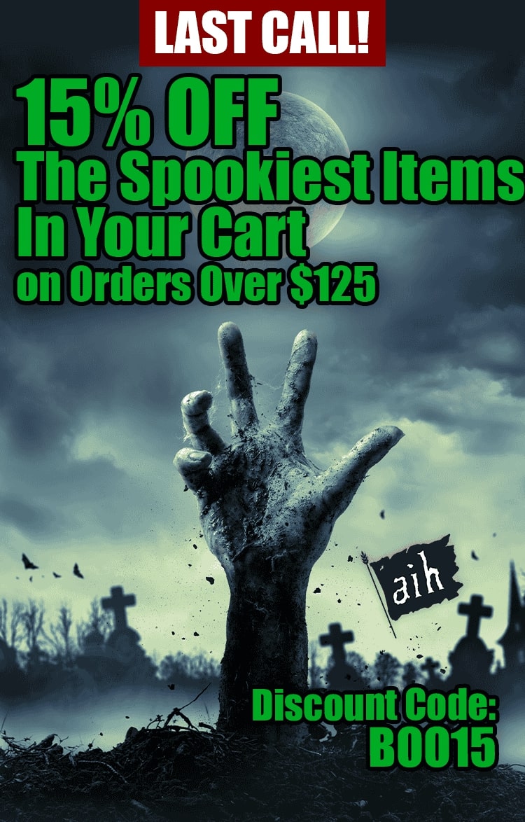 15% Off The Spookiest Items in your Cart on Orders Over $125 Use Code: BOO15