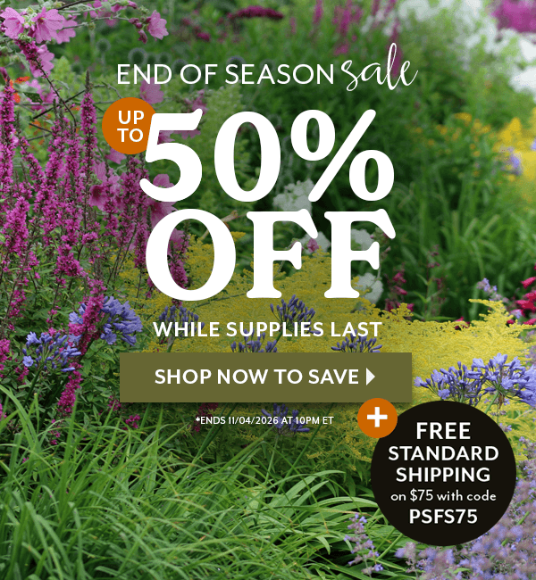 END OF SEASON SALE - UP TO 40% OFF OVER 150 PLANTS & BULBS. OFFER ENDS 11/04/2026 10 PM EASTERN TIME