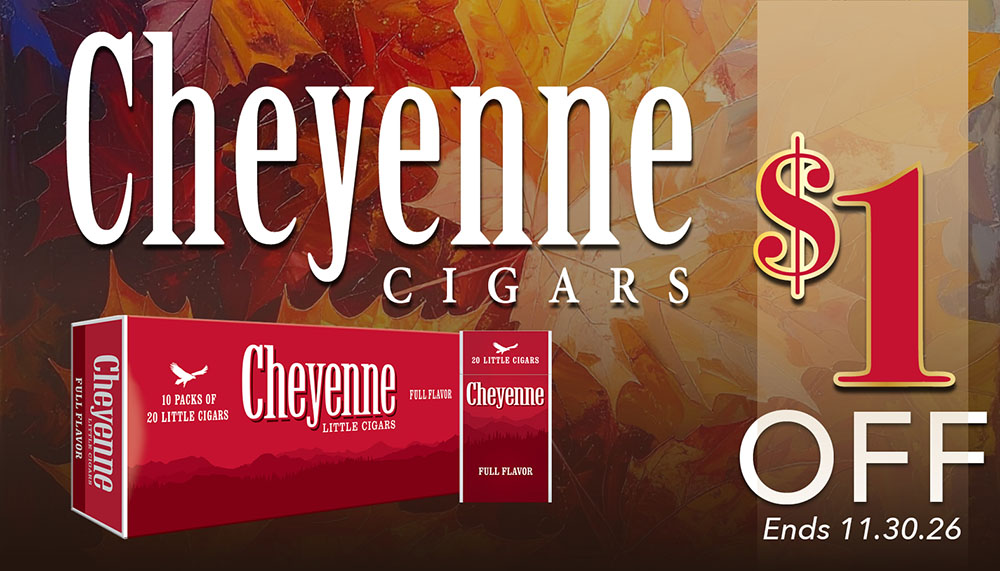 $1 off Cheyenne Little Cigars. Ends September 30, 2026