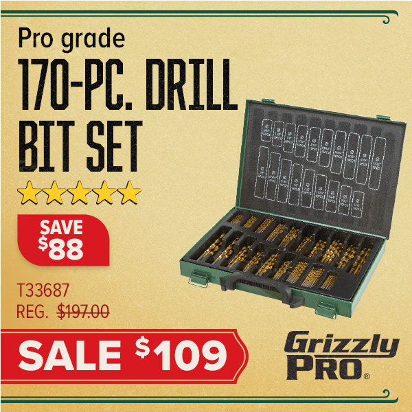 M2 HSS Bulk TiN-Coated Drill Bit Set, 170-Pc.