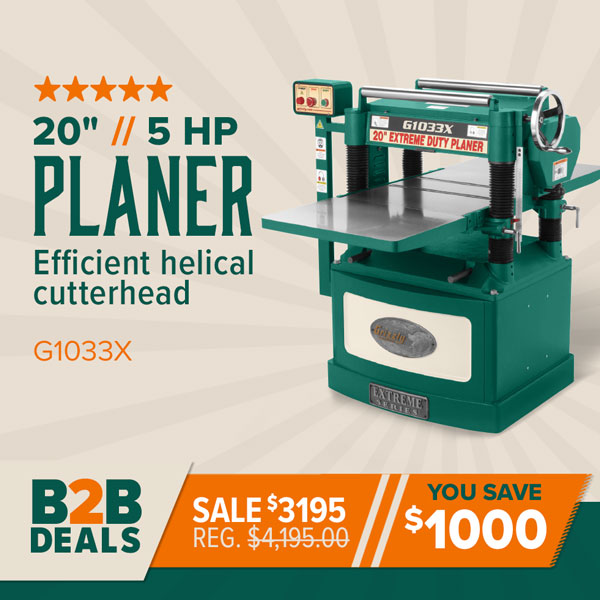 Planer with efficient helical cutterhead