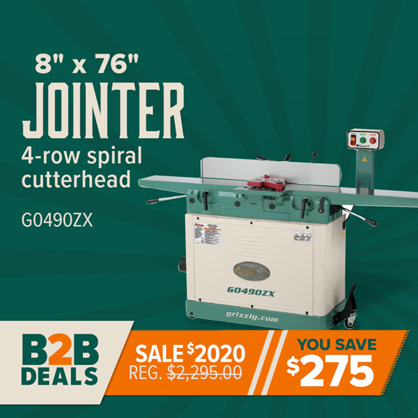 Jointer with 4-Row spiral cutterhead