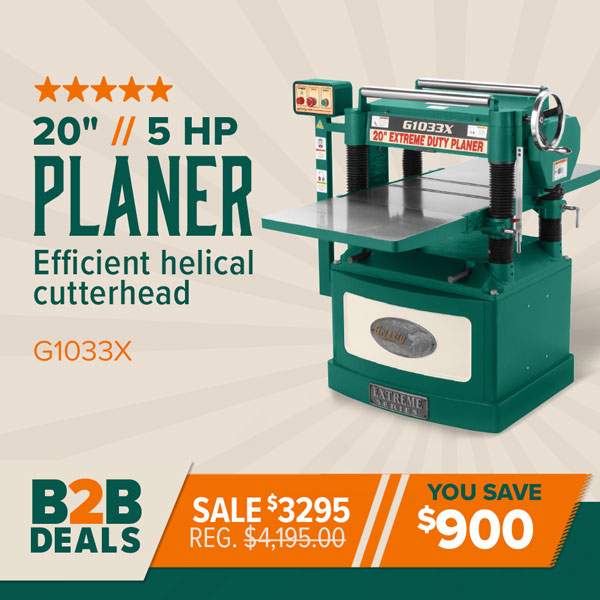 Planer with efficient helical cutterhead